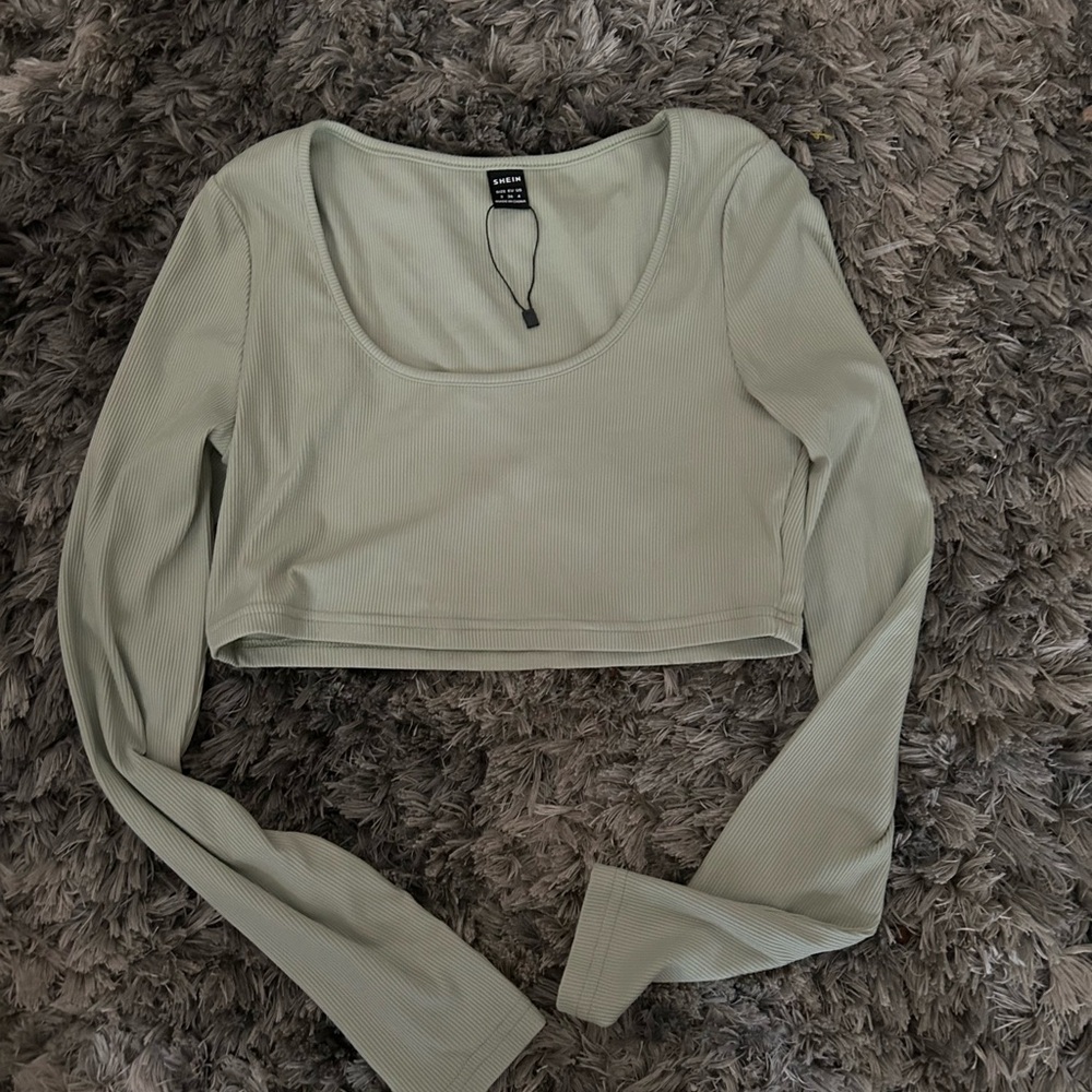 SHEIN Sage Green Long Sleeve Bodysuit